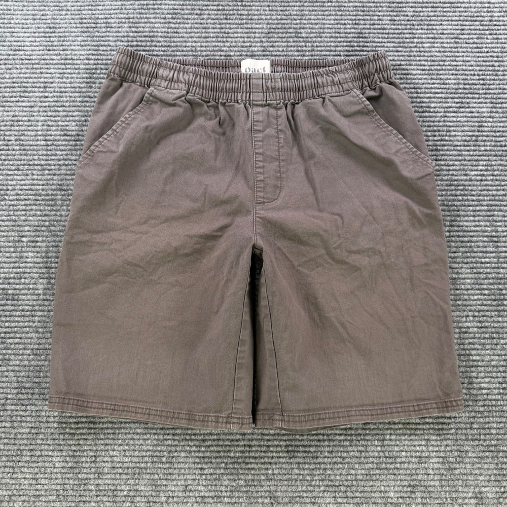 Pact Organic Cotton Elastic Waist Drawstring Shorts Men Medium Athletic Gym Grey